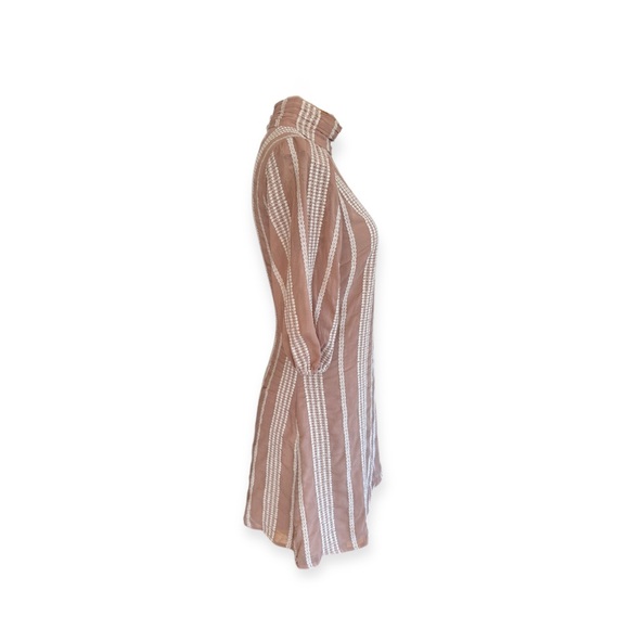 House of Harlow 1960 Striped Mini Dress in Tan and White - Picture 3 of 12